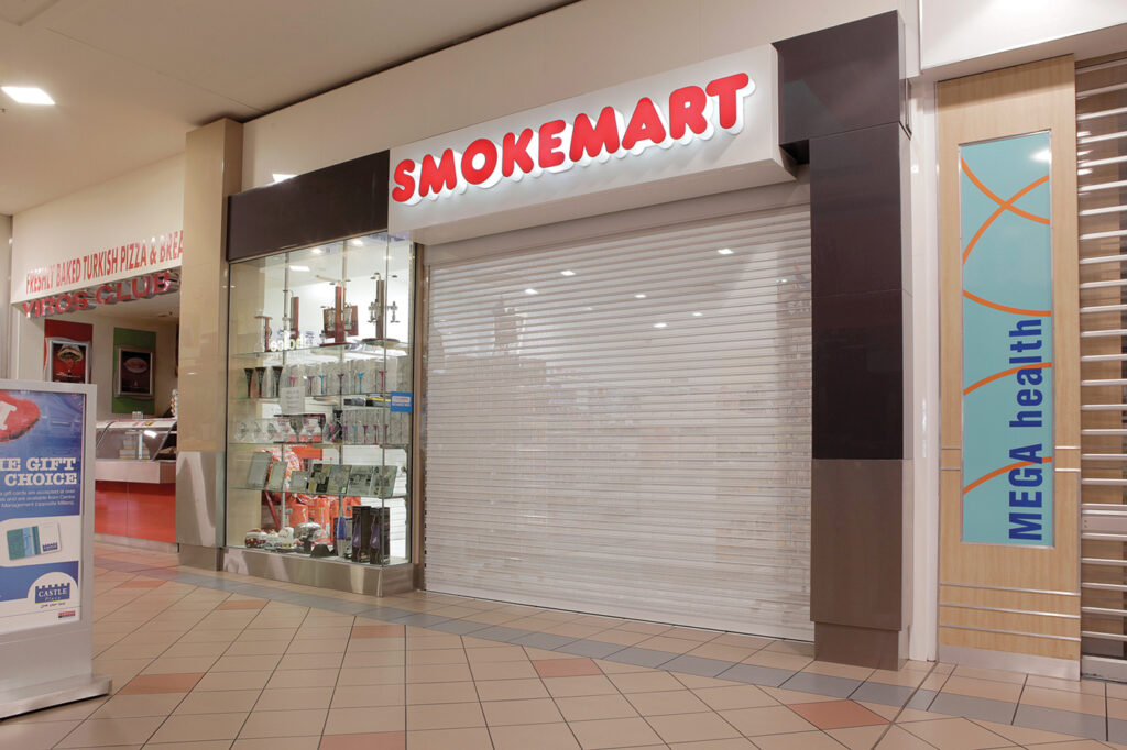50mm Extruded Vision Roller Shutter - shop front